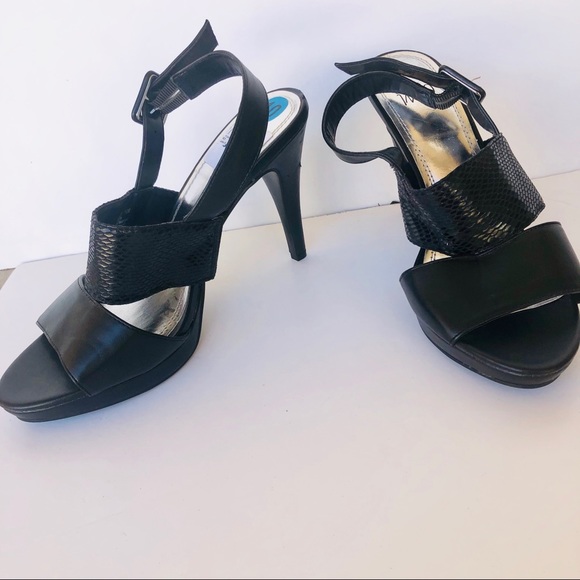 Impo Shoes - Brand New Impo Black Faux Snakeskin Strap Heels